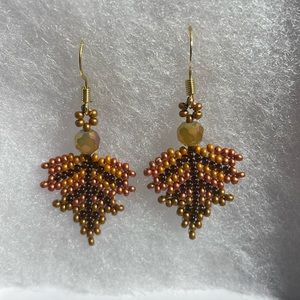 Hand made fall earrings. Earring is 18k gold plated.